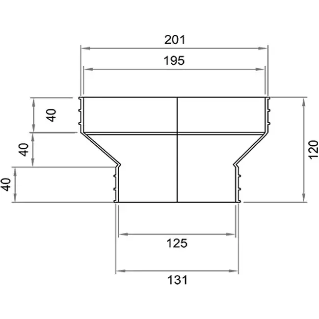 Wavin Ventiza Riduzione PVC ovale 195x80 mm a 125 mm M/M