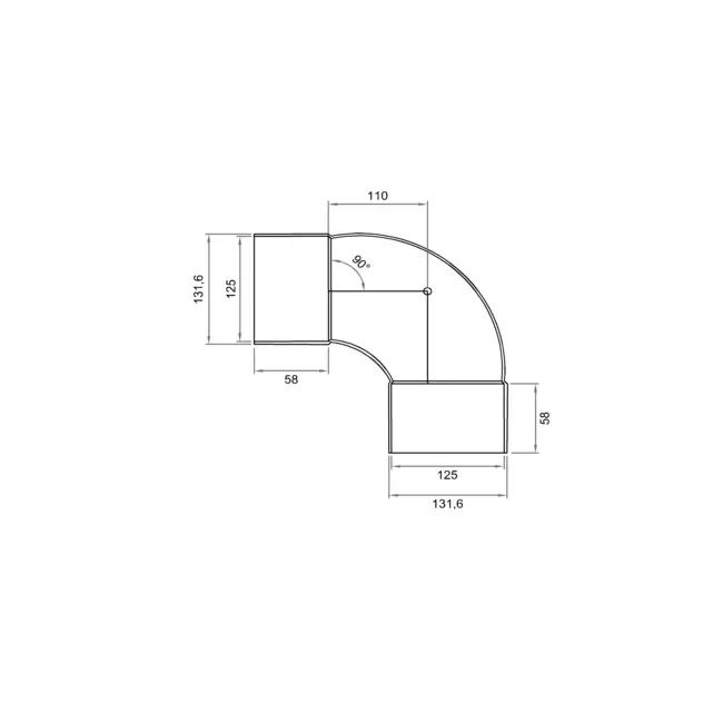 Wavin Ventiza curva 90 gradi PVC rotonda 125 mm M/M