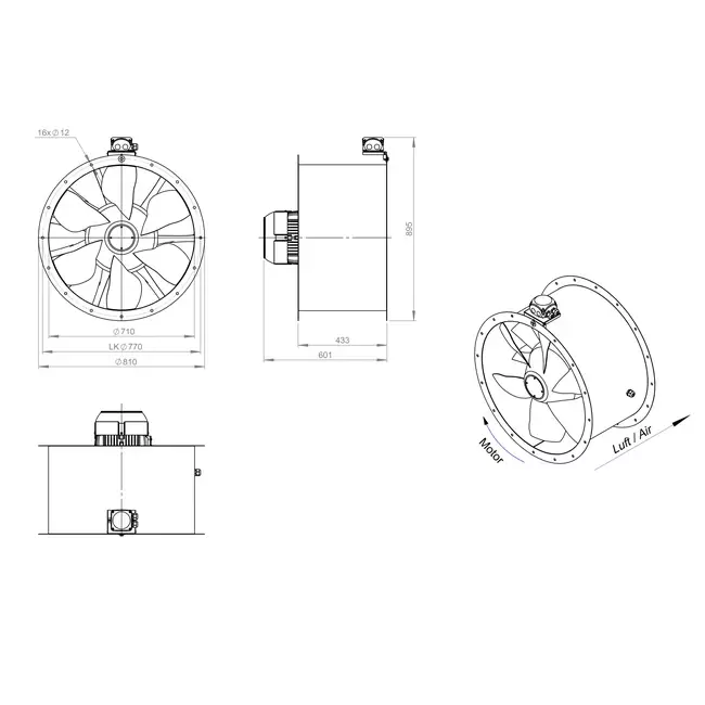 Ventilatore assiale da 710 mm - AL 710 D4 01 CFG