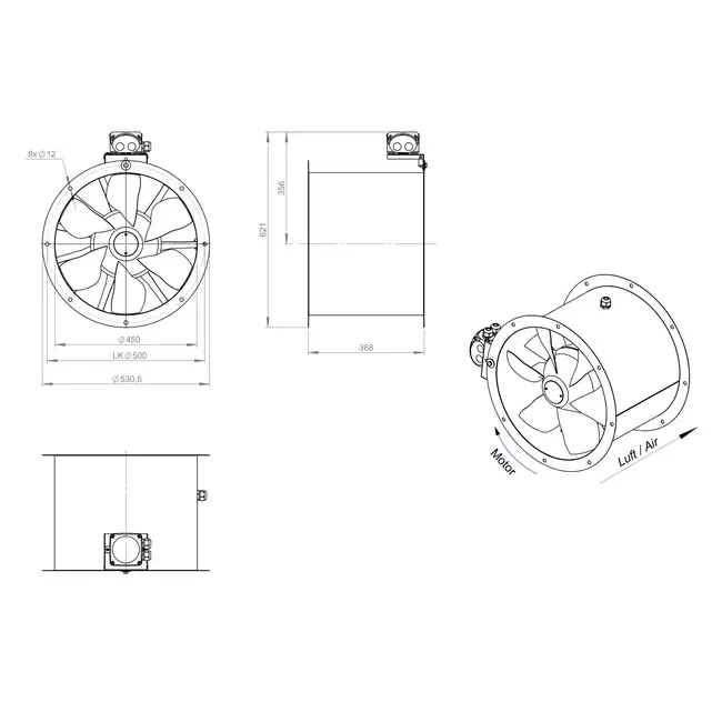 Ventilatore assiale da 450 mm - AL 450 D4 01 CFG
