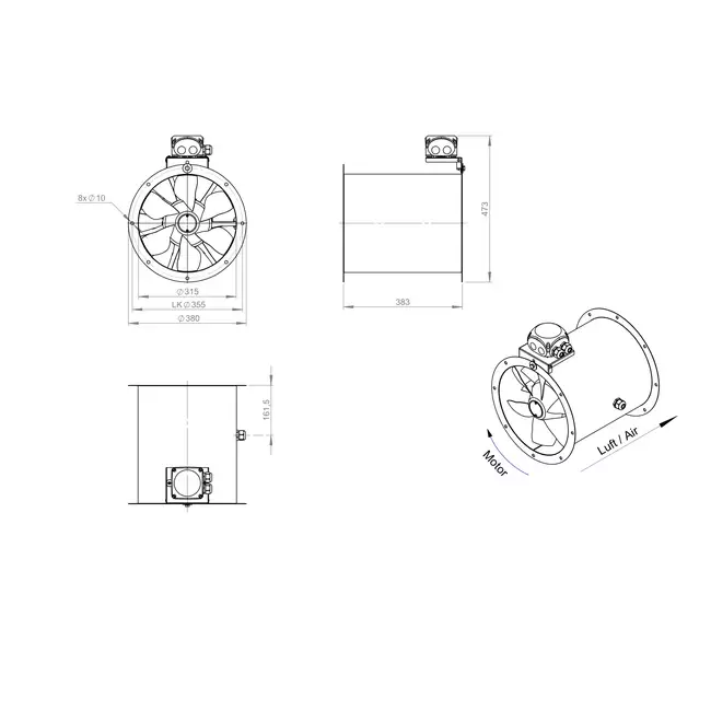 Ventilatore assiale da 315 mm - AL 315 D2 01 CFG