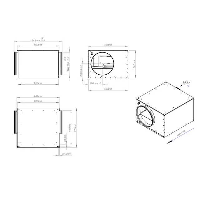 Ventilatore tubolare isolato 450 mm - ISOR 450 EC K 01