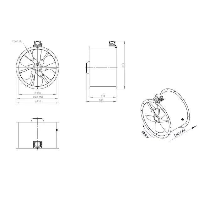 Ventilatore assiale da 630 mm - AL 630 D4 01 CFG