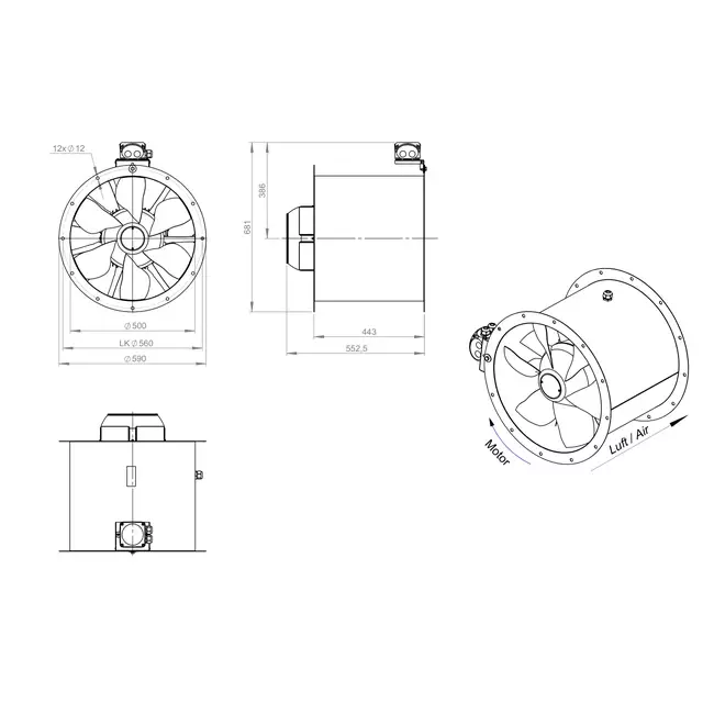 Ventilatore assiale da 500 mm - AL 500 D2 01 CFG