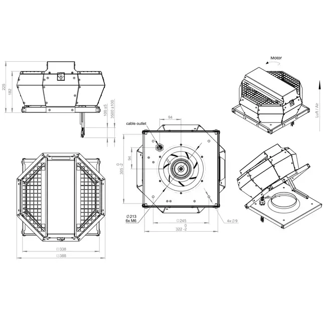 Controllo pressione costante verticale del ventilatore da tetto - DVA 220 EC O CRK 02
