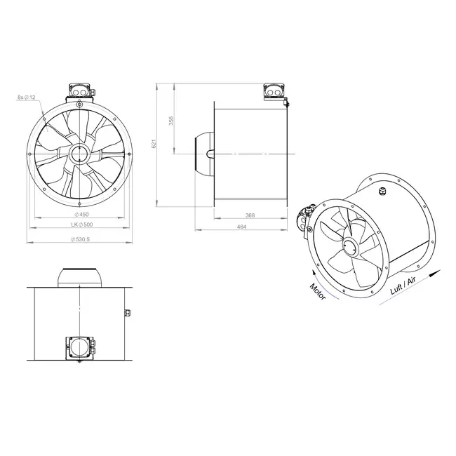 Ventilatore assiale da 450 mm - AL 450 D2 01 CFG