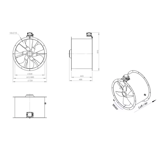 Ventilatore assiale da 630 mm - AL 630 D84U 02 CFG