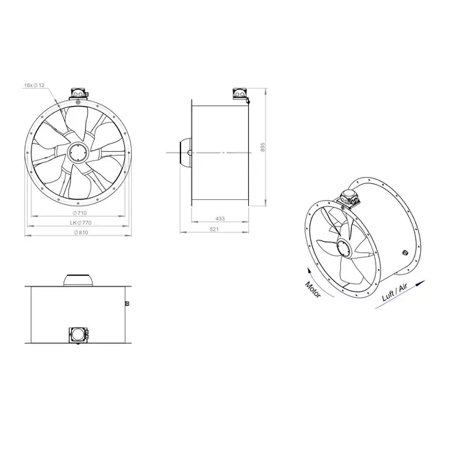 Ventilatore assiale da 710 mm - AL 710 D84U 02 CFG