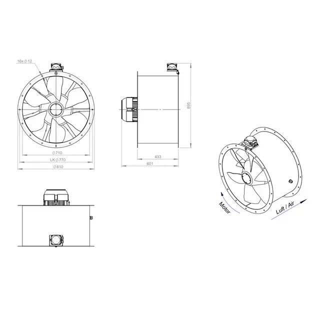 Ventilatore assiale da 710 mm - AL 710 D84U 01 CFG