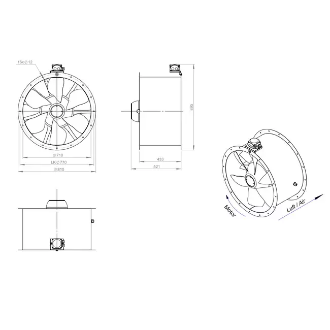 Ventilatore assiale da 710 mm - AL 710 D6 01 CFG