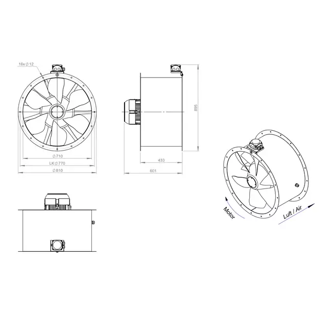 Ventilatore assiale da 710 mm - AL 710 D6 02 CFG