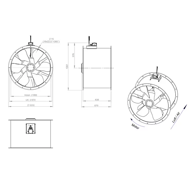 Ventilatore assiale da 900 mm - AL 900 D4 02 CFG