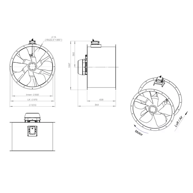 Ventilatore assiale da 900 mm - AL 900 D4 05 CFG