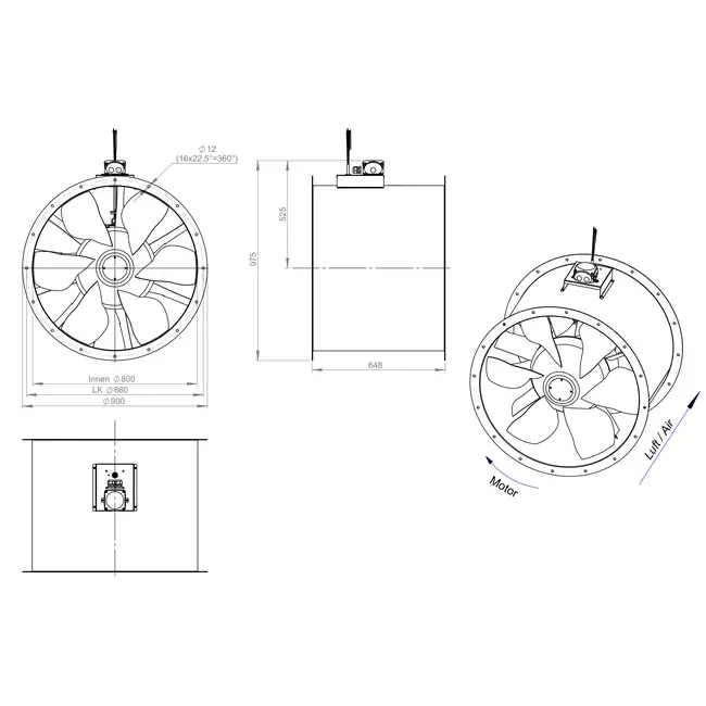 Ventilatore assiale da 800 mm - AL 800 D4 02 CFG