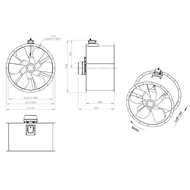 Ventilatore assiale da 1000 mm - AL 1000 D4 01 CFG