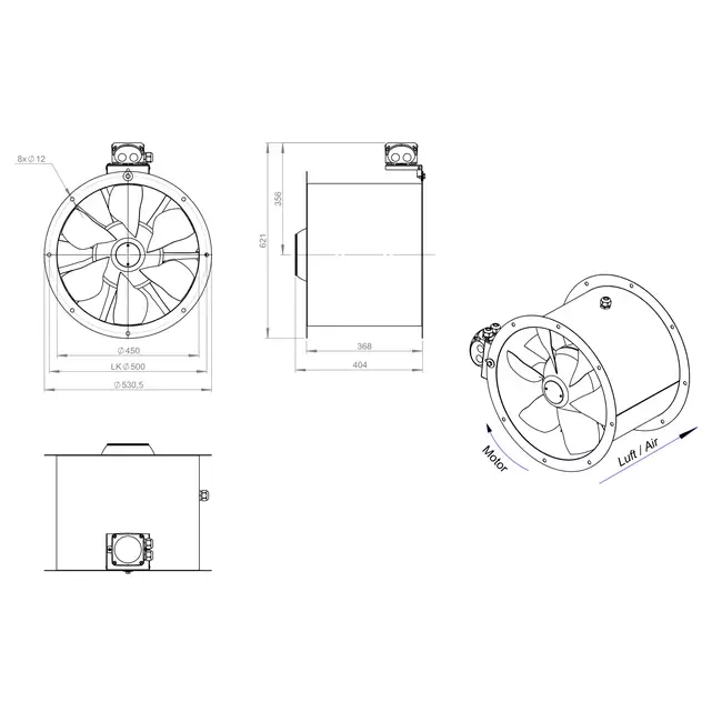 Ventilatore assiale da 450 mm - AL 450 D4 03 CFG
