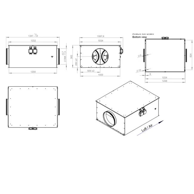 Ventilatore tubolare 400 mm isolato ad alta efficienza energetica - EM DUO 400 EC K 01