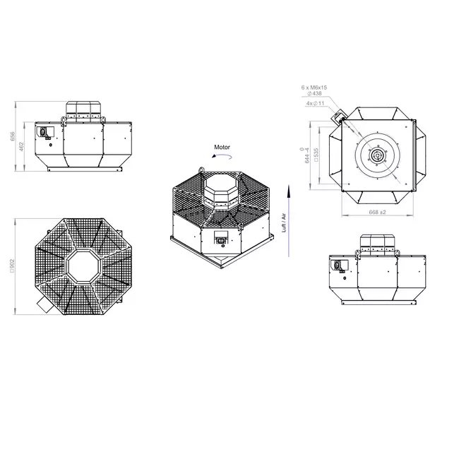 Ventilatore da tetto verticale in metallo - DVL 500 D4 RK 02
