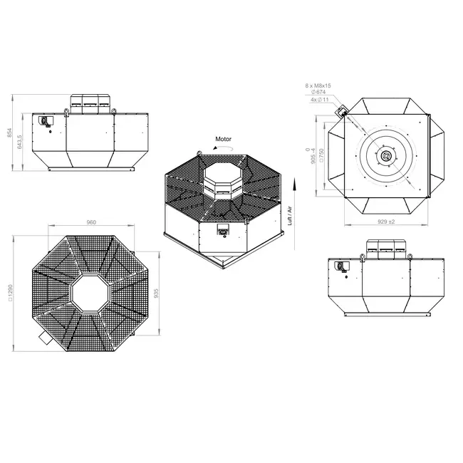 Ventilatore da tetto verticale in metallo - DVL 710 D6 RK 01