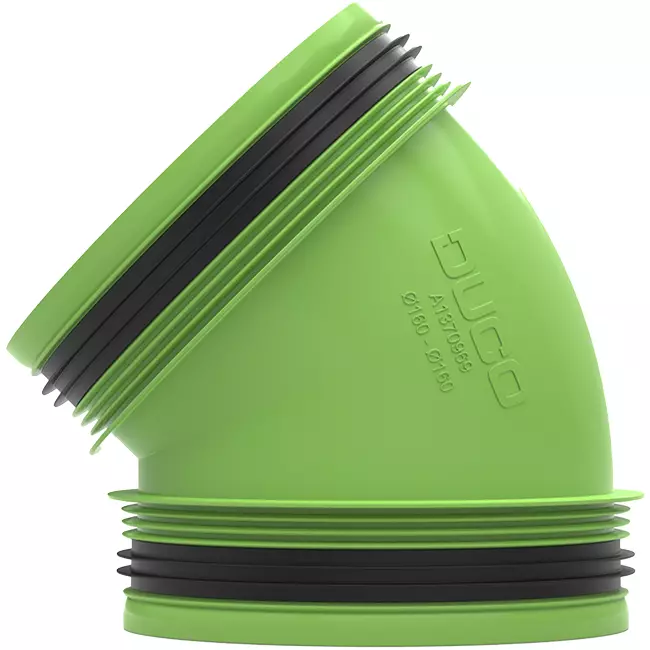 Giunto Duco 45° con guarnizione in gomma D160/D160 (M/M)