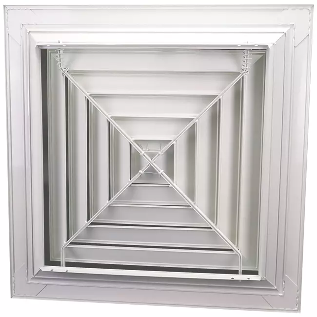 Diffusore a lamelle da soffitto con distribuzione dell’aria a 4 vie - MDCD4-150/295