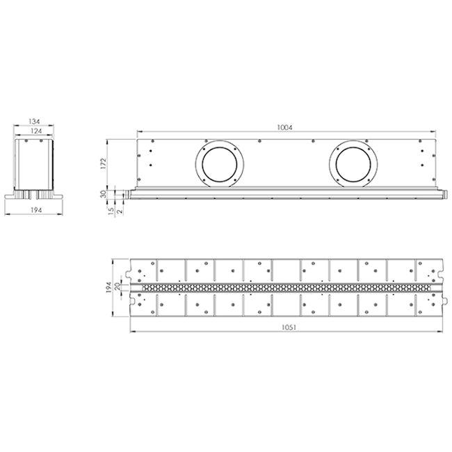 Diffusore a feritoia senza telaio Ergovent 1050 mm con diametro di raccordo 125 mm - climatizzazione - 1 feritoia