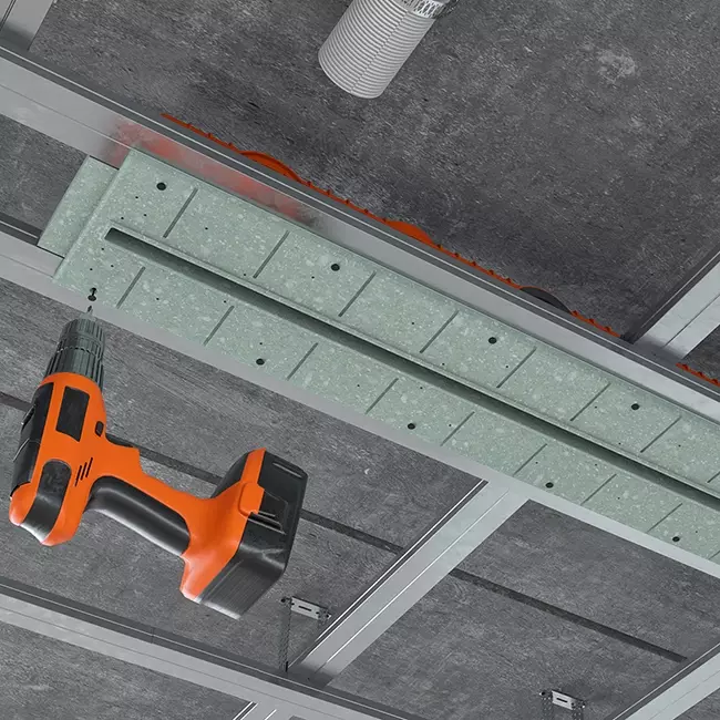 Griglia lineare intonacabile senza cornice Ergovent 1000 mm con diametro di collegamento 75 mm – profilo