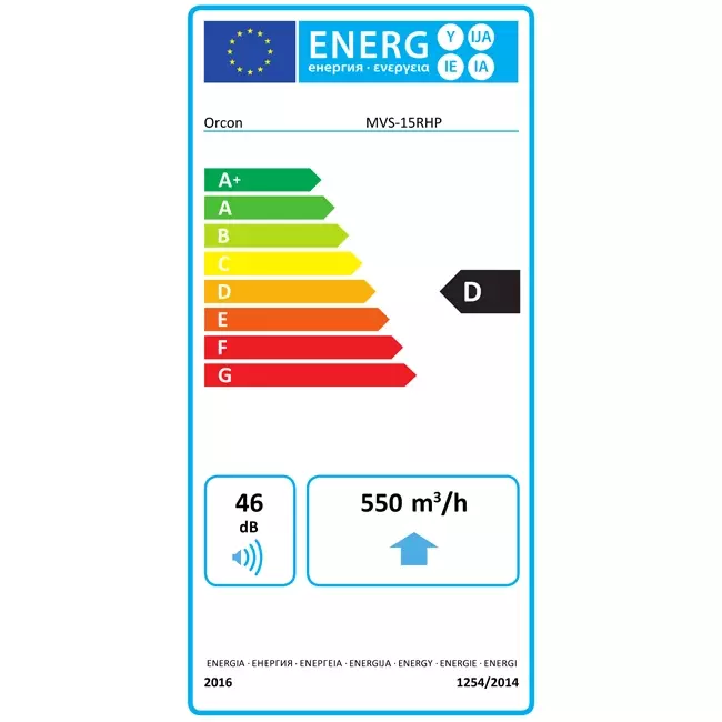 Orcon MVS-15RHP 550 m³/h + sensore di umidità - spina perilex