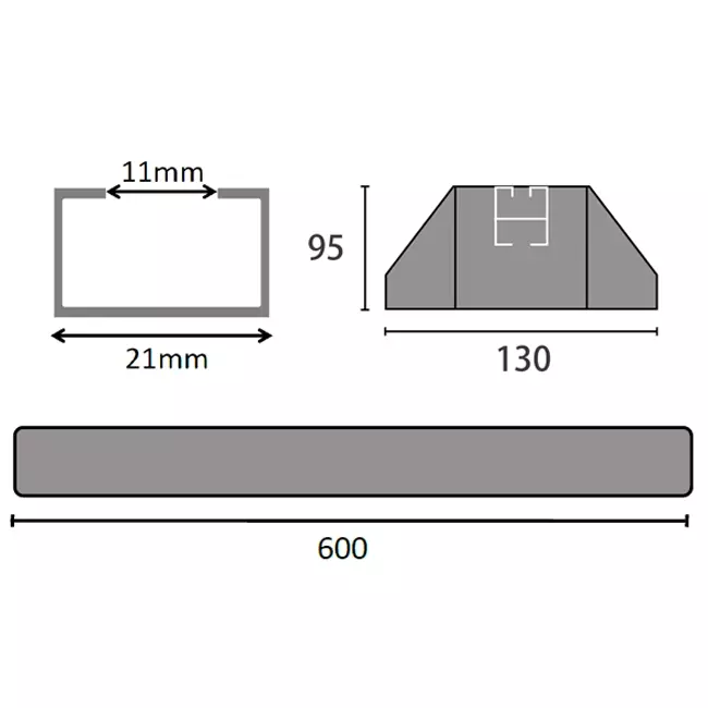 Barra di montaggio ClimaConnect in gomma antivibrazioni 600 mm