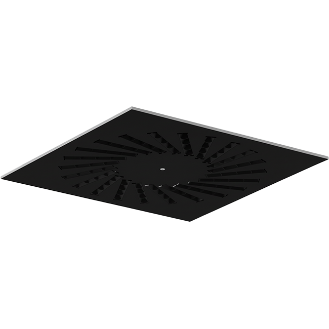 Diffusore a vortice in acciaio con deflettori regolabili - 500x500 mm - RAL 9005