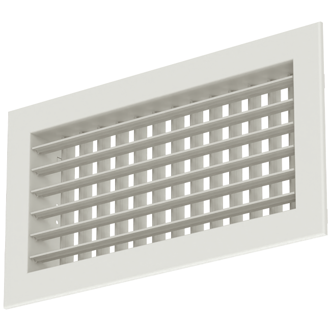 Griglia a parete doppia regolabile in alluminio con ammortizzatore - con molle a frizione - 800x100 mm - RAL 9010