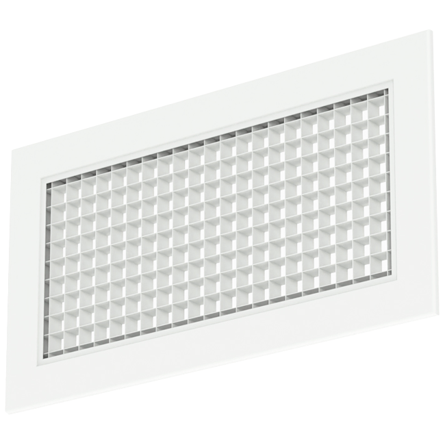 Griglia a muro in alluminio con griglia fissa - con molle di frizione - 400x300 mm - RAL 9016