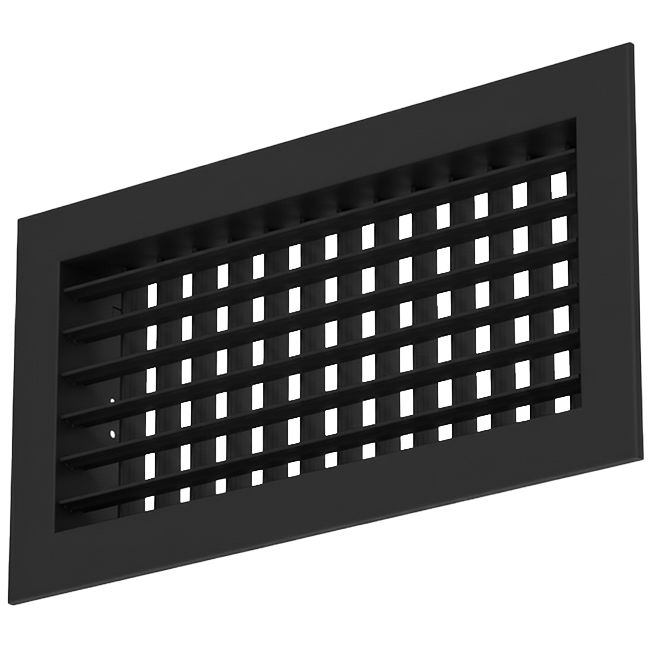 Griglia a parete doppia regolabile in alluminio - con molle di frizione - 600x200 mm - RAL 9005