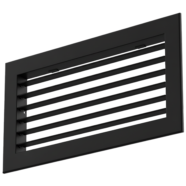 Griglia a parete singola regolabile in alluminio - con molle di frizione - 400x150 mm - RAL 9005