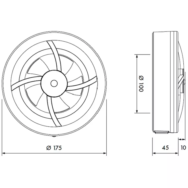 Ventilatore da bagno Solara con termoventilatore - diametro 100 mm - nero opaco