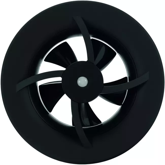 Ventilatore da bagno Solara con termoventilatore - diametro 100 mm - nero opaco