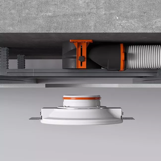 Valvola di ventilazione Ergovent senza cornice rotonda 125 mm - con effetto coanda