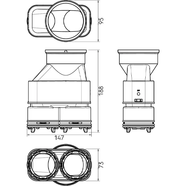 Ubbink Air Excellent 55SC-23C connettore per cassetta di distribuzione aria DBOX 200/800