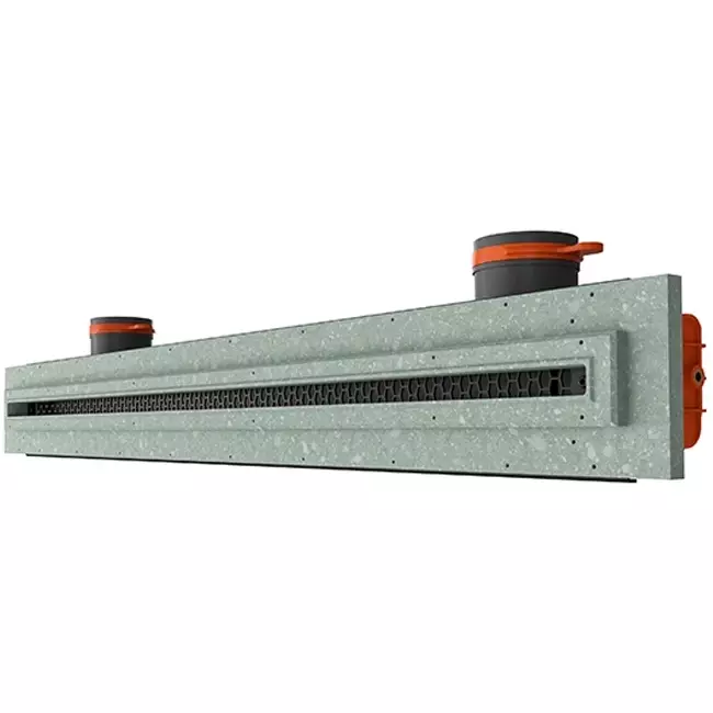 Griglia lineare intonacabile senza cornice Ergovent 1000 mm con diametro di collegamento 75 mm - standard