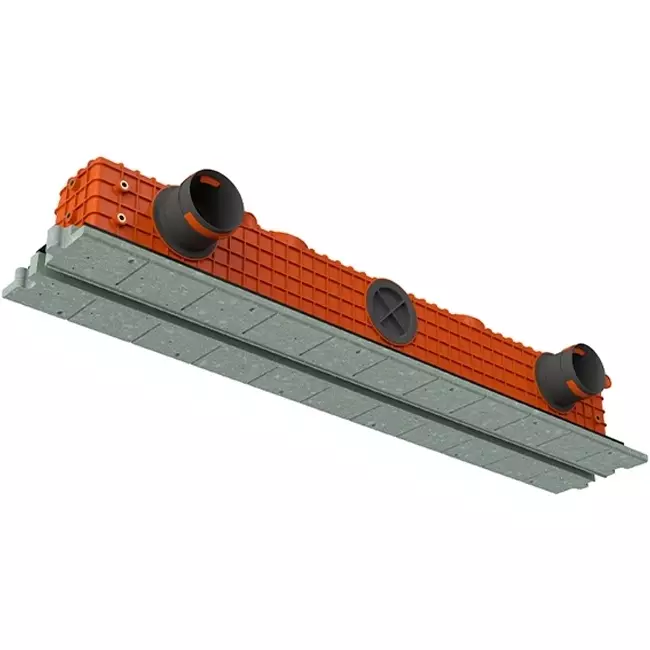 Diffusore a feritoia senza cornice Ergovent 1050 mm con diametro di raccordo 75 mm - modulare - 1 feritoia