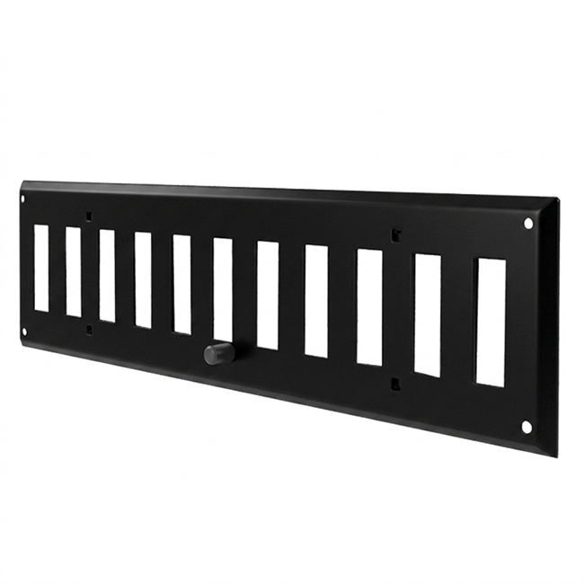 Griglia a parete regolabile 300x100 mm metallo - RAL 9005 30% lucido