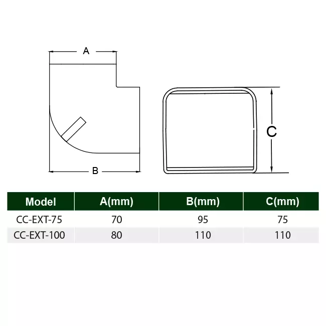 Curva esterna ClimaConnect per canale di montaggio 75 mm - RAL 9010
