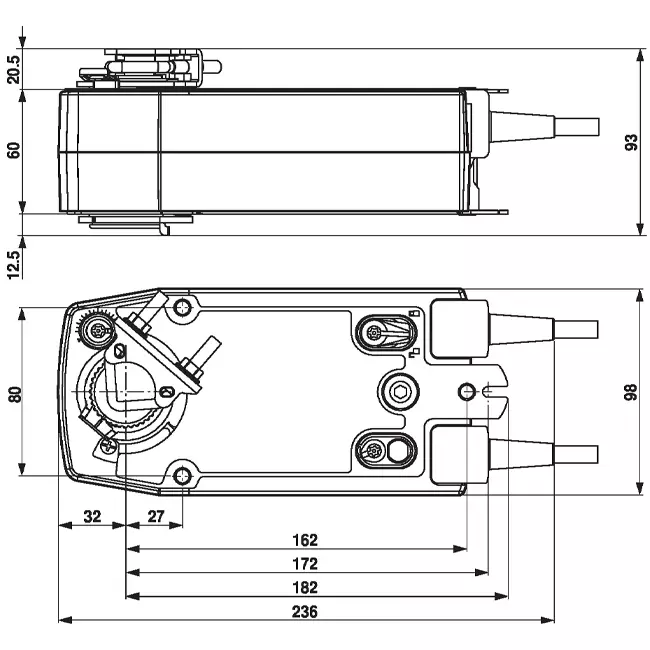 Attuatore rotativo Belimo con ritorno a molla 24V - apertura/chiusura - 10 Nm - NF24A-S2