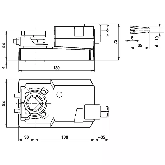Azionamento per valvole modulanti Belimo con morsetti di collegamento 24 V - 2-10 V - 20 Nm - SM24A-SR-TP