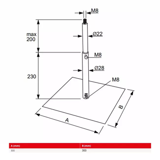 Supporto per tubi Spiro regolabile Econox - 300x300 mm
