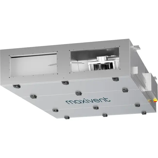 Unità di trattamento aria Maxivent WTW con scambiatore a controcorrente da 2500 m³/h con riscaldatore elettrico a sinistra - PHE 2500 F EOJL