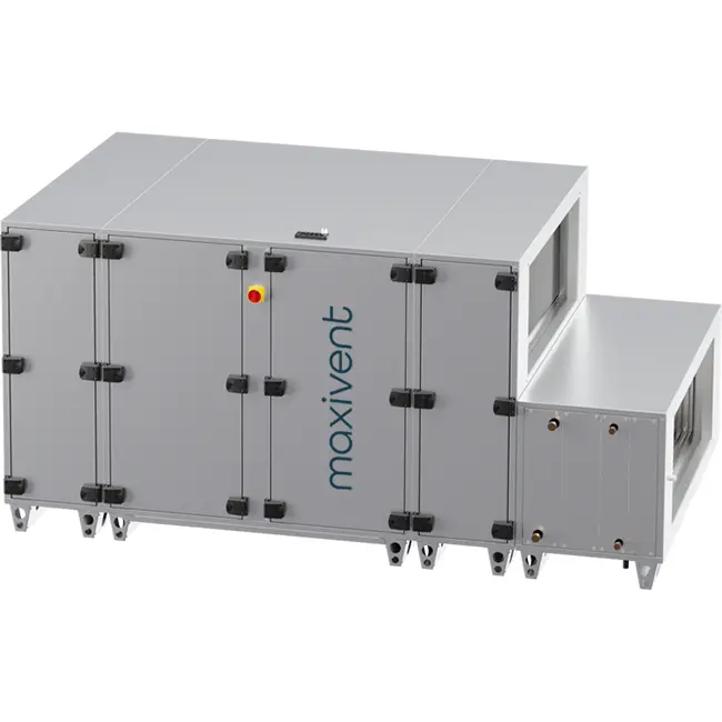 Unità di trattamento aria Maxivent WTW con scambiatore a controcorrente da 4200 m³/h, con batteria ad acqua calda e raffreddamento DX, orientamento orizzontale a sinistra - PHE 4200 H WDJL T 01