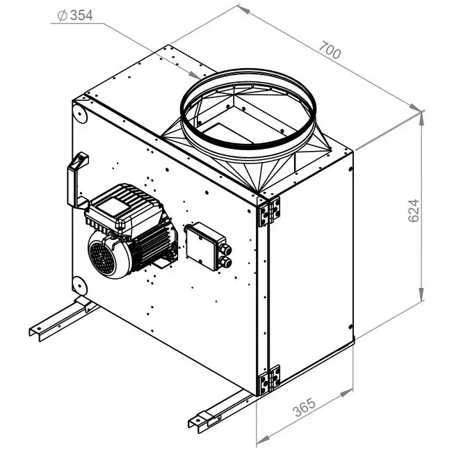 Aspiratore a cassetta Ruck MPS con motore EC 4675 m³/h diametro 354 - MPS 315 EC 30