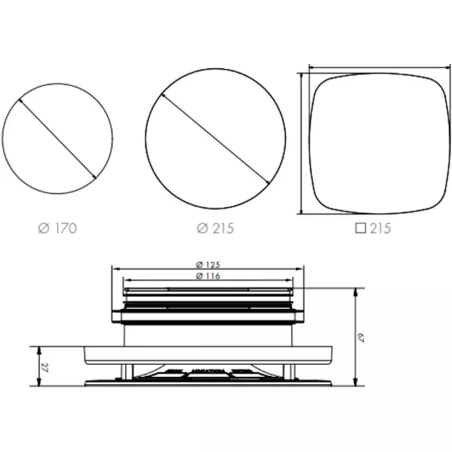 Vent-Axia Uniflexplus RV 125 mm valvola di alimentazione regolabile quadrata - bianco