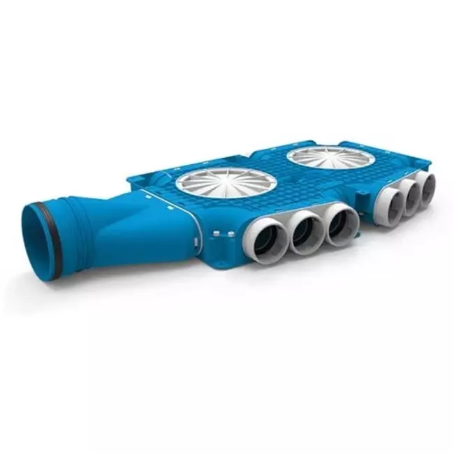 Vent-Axia Uniflexplus ripartitore composito 15x Ø69 mm con manicotto orizzontale Ø125 mm